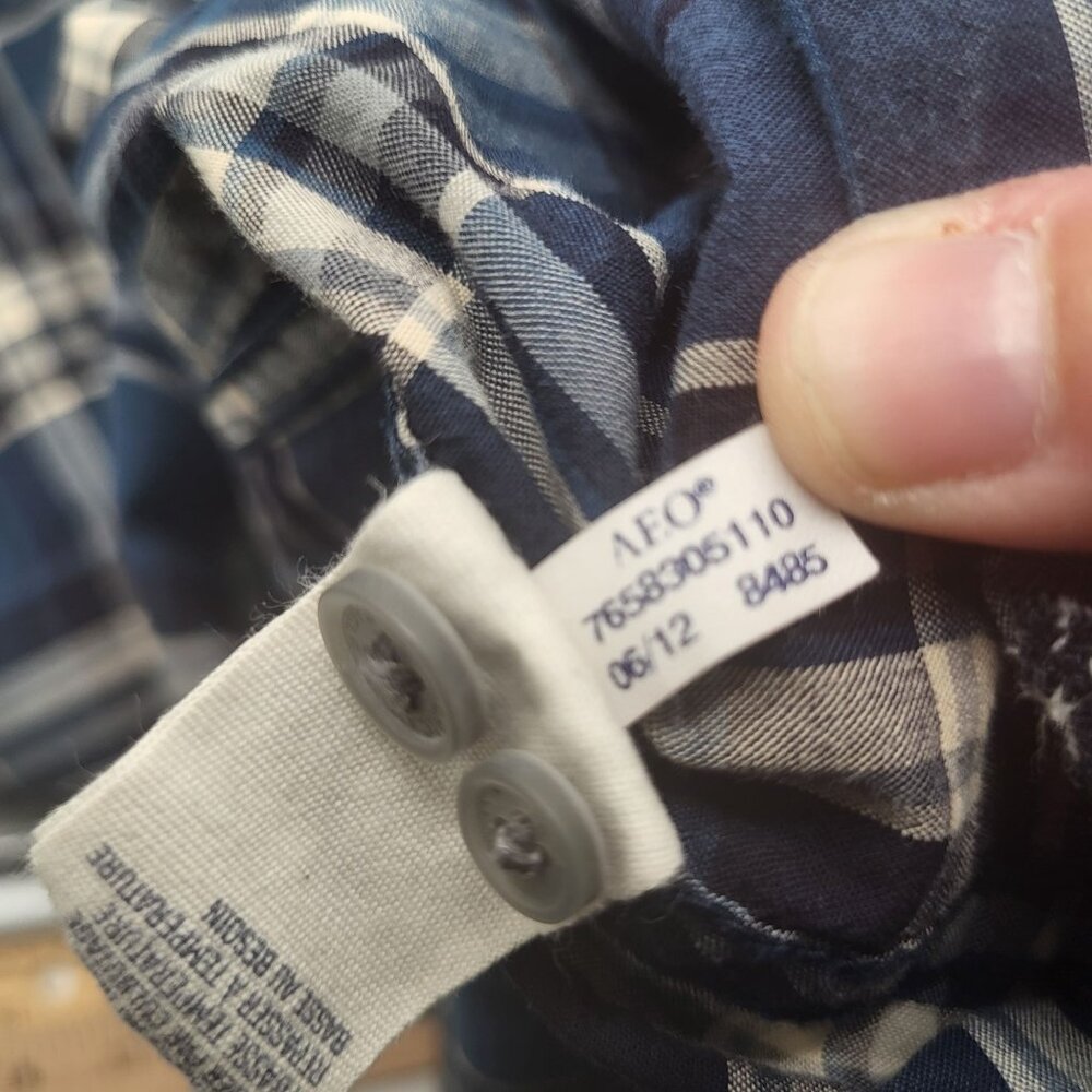 AMERICAN EAGLE OUTFITTERS Mens XXL Vintage Fit Snap Button Plaid Shirt y2k - Picture 8 of 9